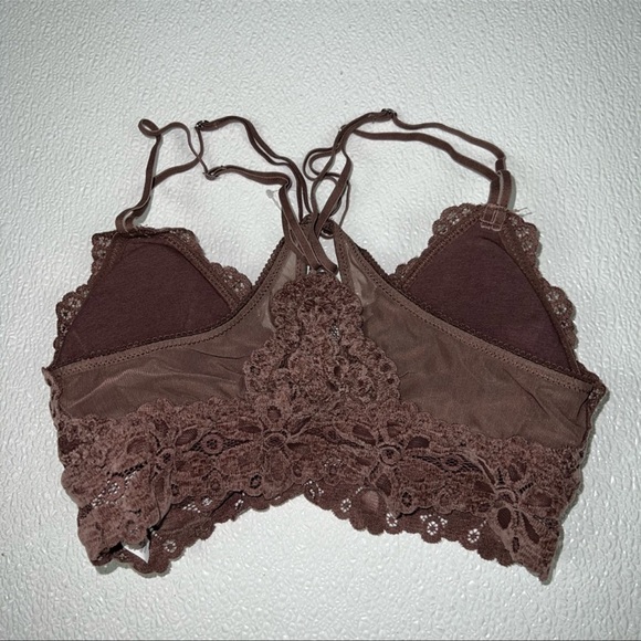 Aerie Snowday Chenille Lace Padded Triangle Bralette Brown Size XS NWOT - Picture 4 of 7